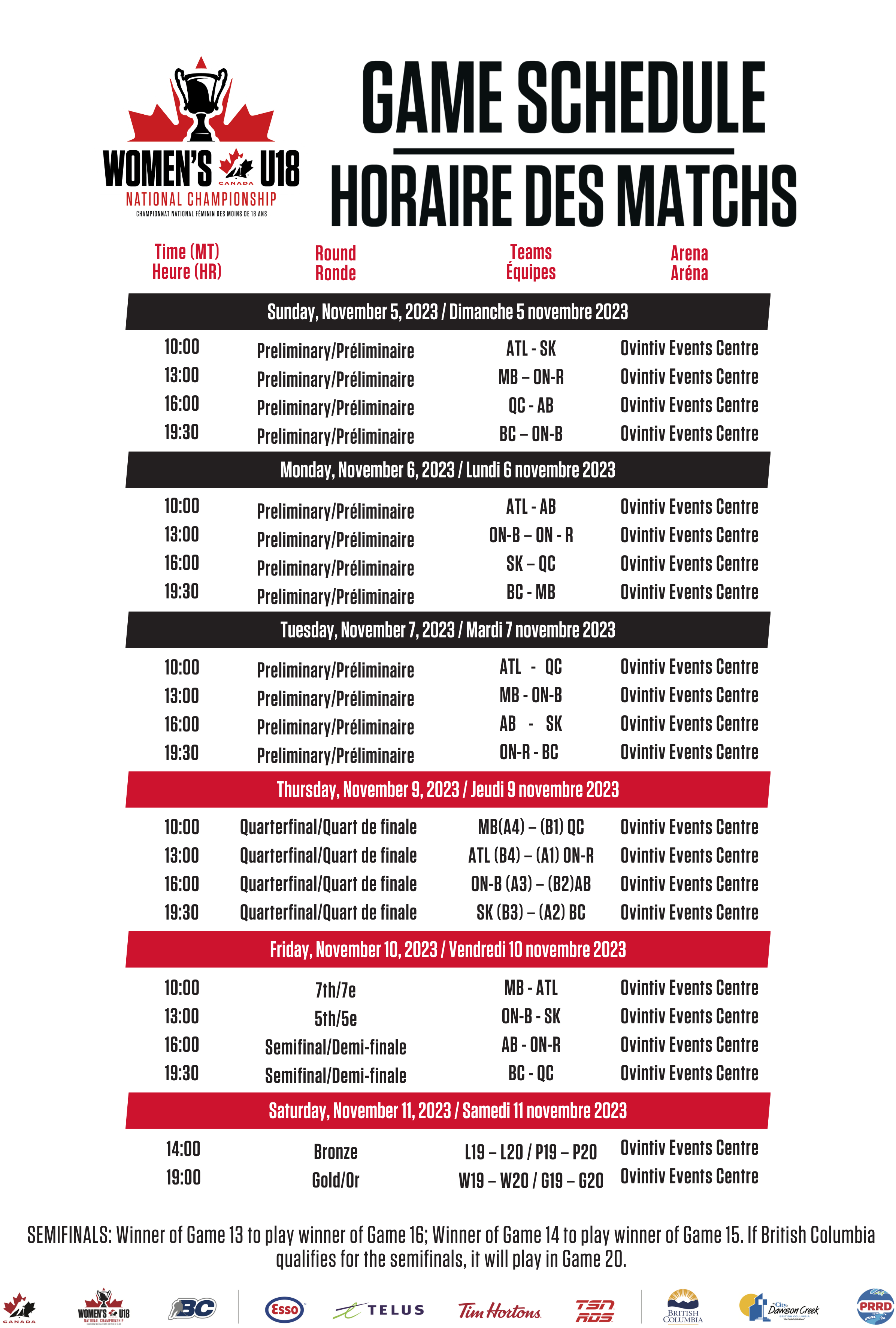 Women's U18 Hockey Championship Ovintiv Events Centre Dawson Creek